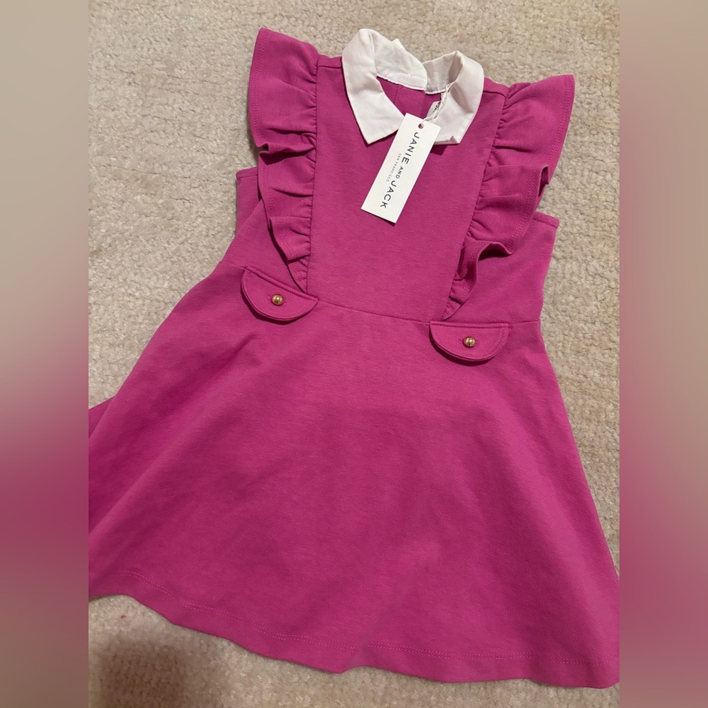 Pink Ruffled Dress with White Collar